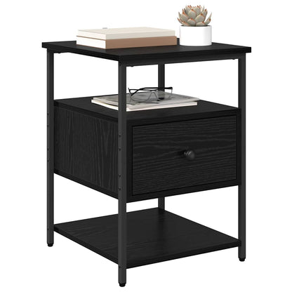 Armadio da Notte con cassetto 2 pcs Rovere Nero 40 x 42 x 56 cm