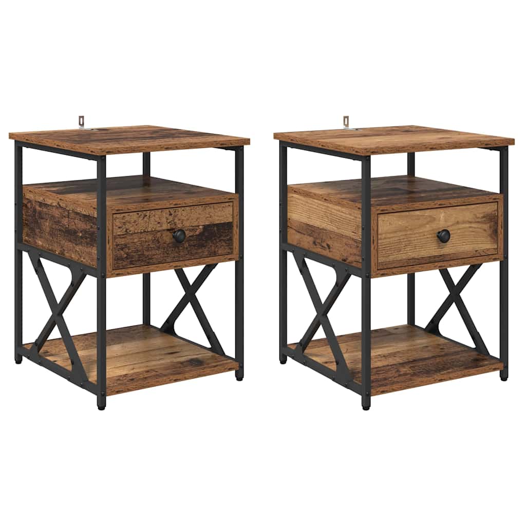 Armadio da Notte 2 pcs Legno vecchio 40 x 42 x 55 cm