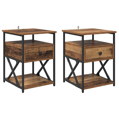 Armadio da Notte 2 pcs Legno vecchio 40 x 42 x 55 cm