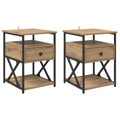 Armadio da Notte 2 pcs Rovere artigianale 40 x 42 x 55 cm