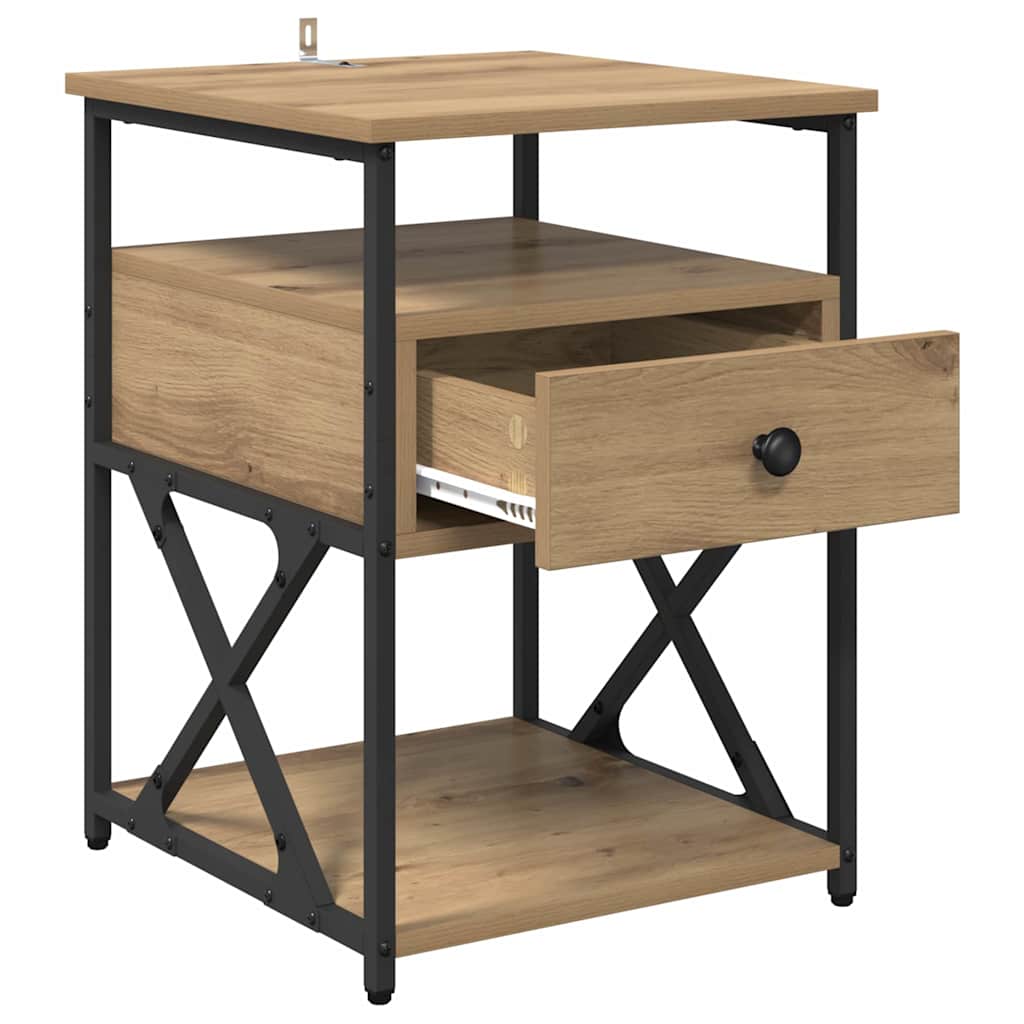 Armadio da Notte 2 pcs Rovere artigianale 40 x 42 x 55 cm