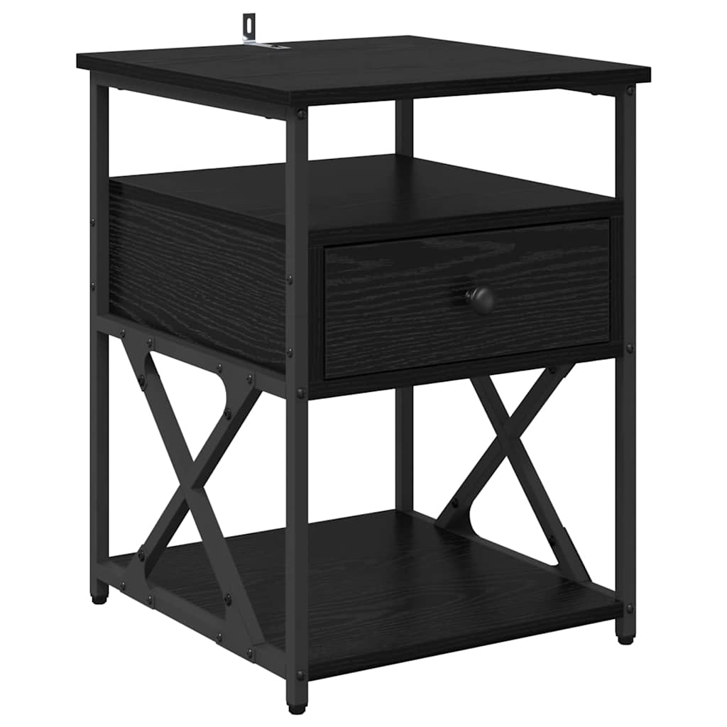 Armadio da Notte Rovere Nero 40 x 42 x 55 cm Legno multistrato