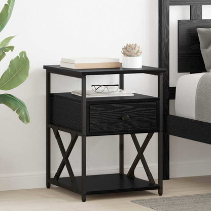 Armadio da Notte con cassetto 2 pcs Rovere Nero 40 x 42 x 55 cm