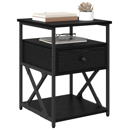 Armadio da Notte con cassetto 2 pcs Rovere Nero 40 x 42 x 55 cm