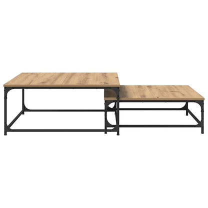 Tavolino da salotto 2 pcs Rovere artigianale Legno multistrato