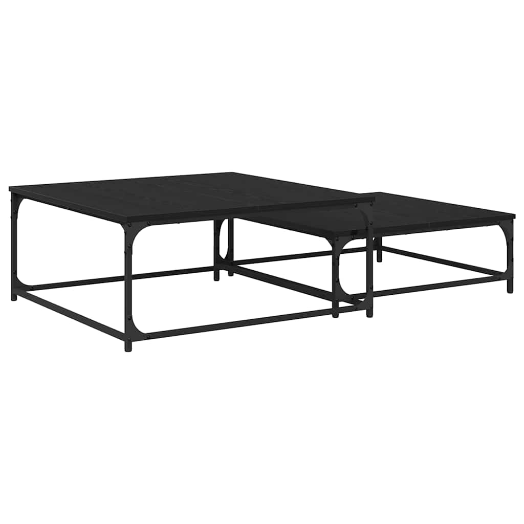 Tavolino da salotto 2 pcs Rovere Nero Legno multistrato