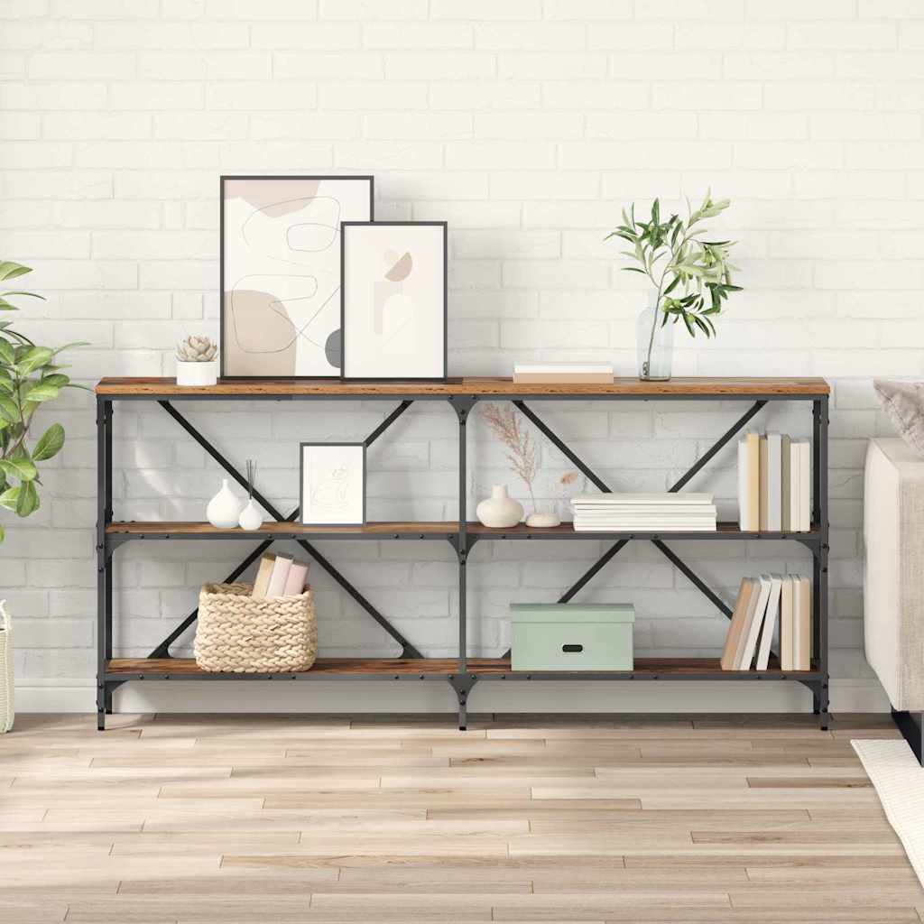 Tavolo consolle con lo scaffale Legno vecchio 160 x 30 x 75 cm