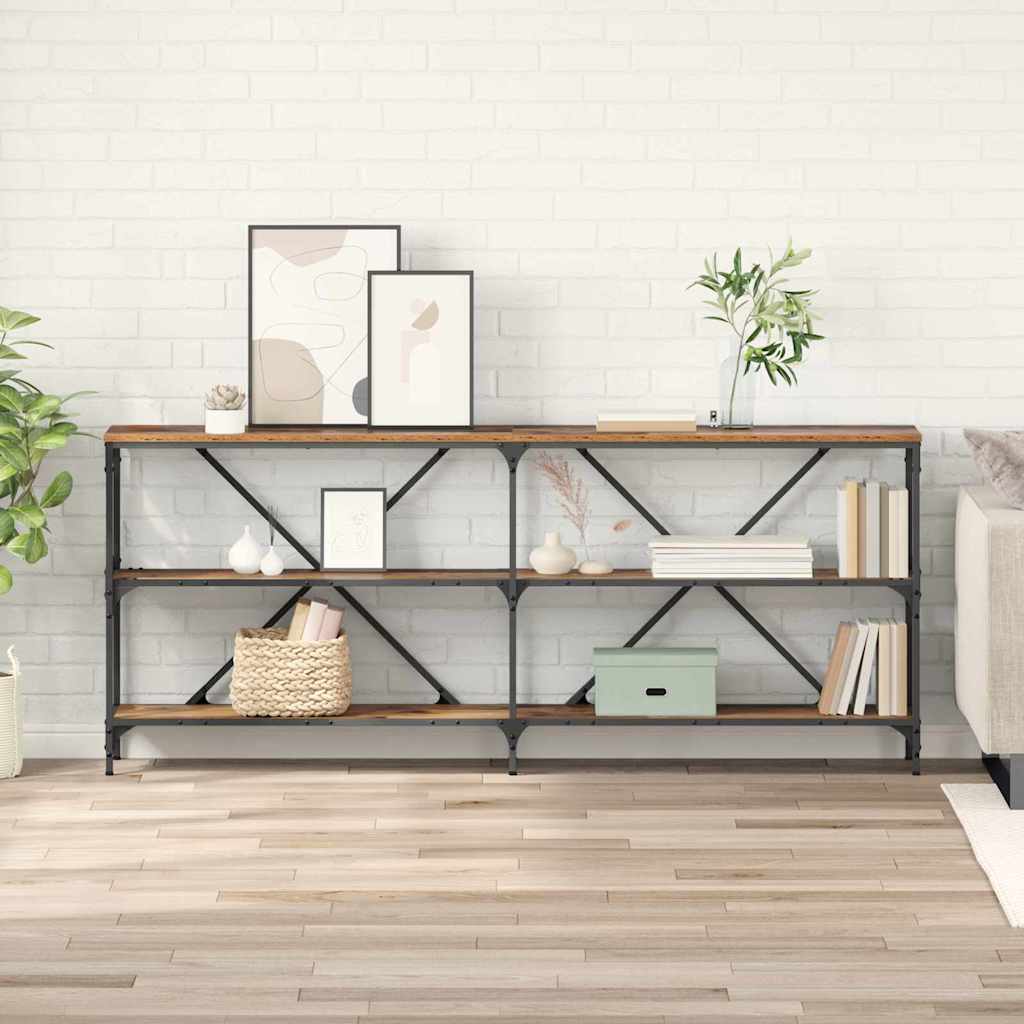 Tavolo consolle con lo scaffale Legno vecchio 180 x 30 x 75 cm