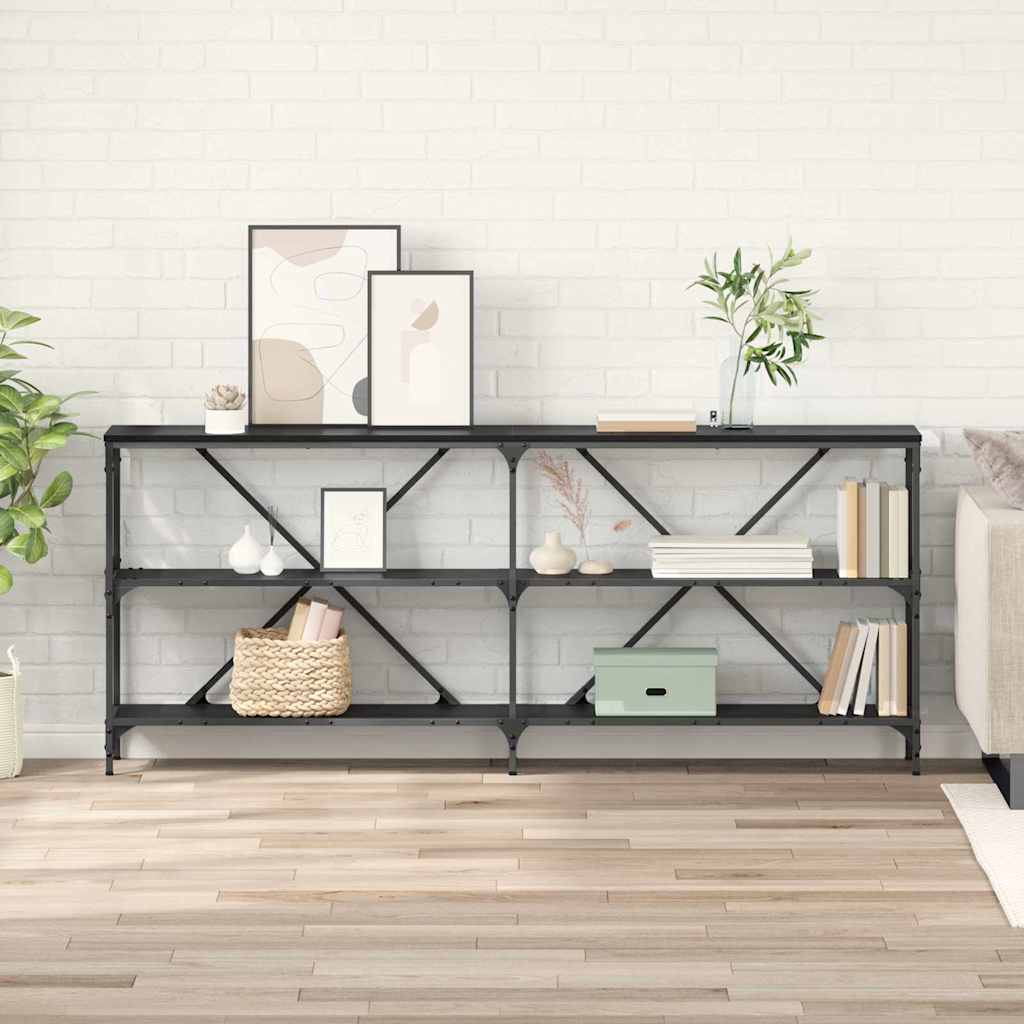 Tavolo consolle Rovere Nero 180 x 30 x 75 cm Legno multistrato