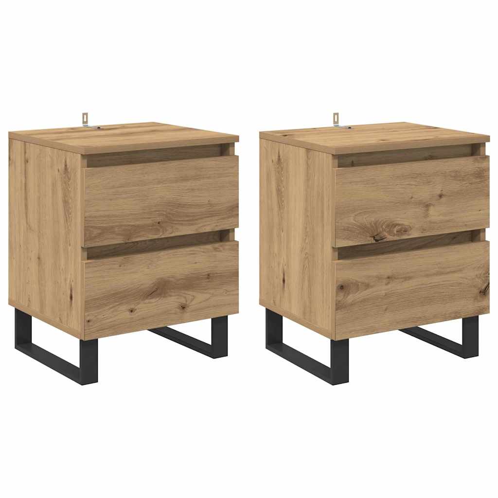 Armadio da Notte 2 pcs rovere artigianale 40 x 35 x 50 cm