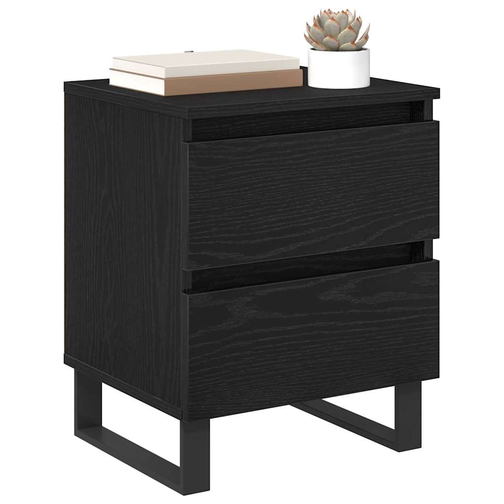 Armadio da Notte con cassetto 2 pcs Rovere Nero 40 x 35 x 50 cm