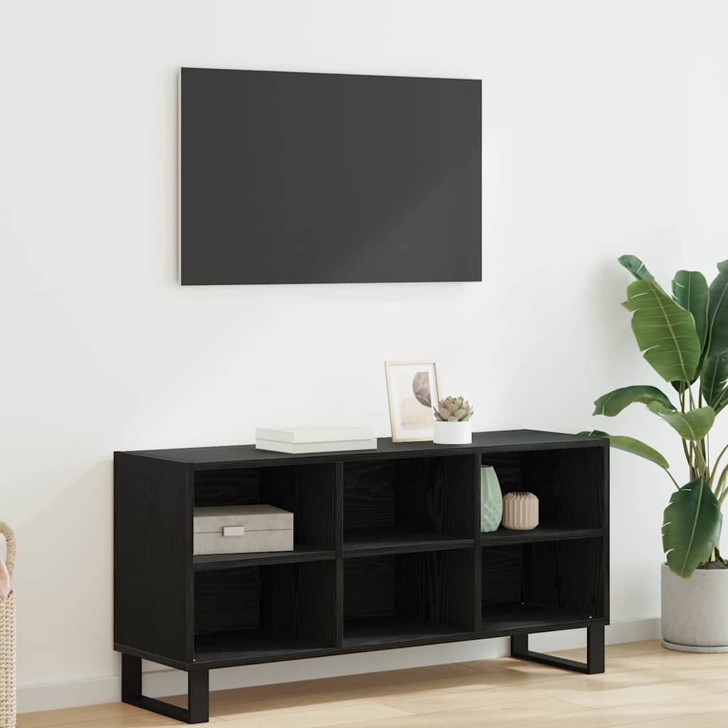 Mobile TV Rovere Nero 103,5 x 30 x 50 cm Legno multistrato