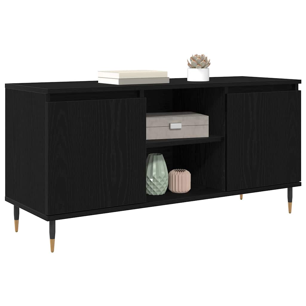 Mobile TV Rovere Nero 104 x 35 x 50 cm Legno multistrato