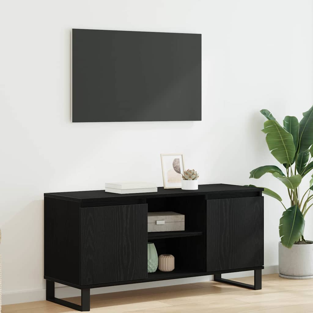 Mobile TV Rovere Nero 104 x 35 x 50 cm Legno multistrato
