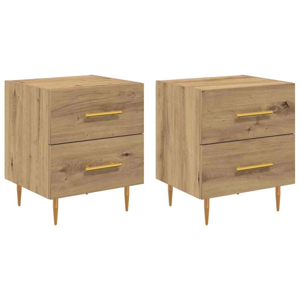 Armadio da Notte 2 pcs Rovere artigianale 40 x 35 x 47,5 cm