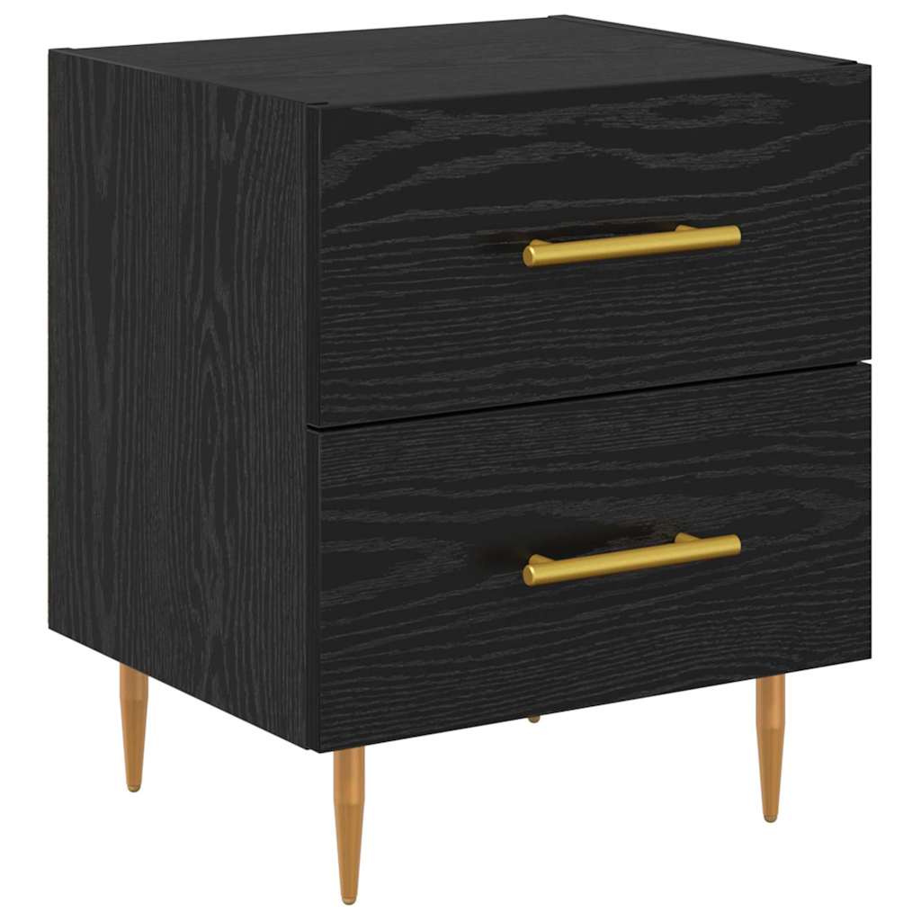 Armadio da Notte con cassetto Rovere Nero 40 x 35 x 47,5 cm