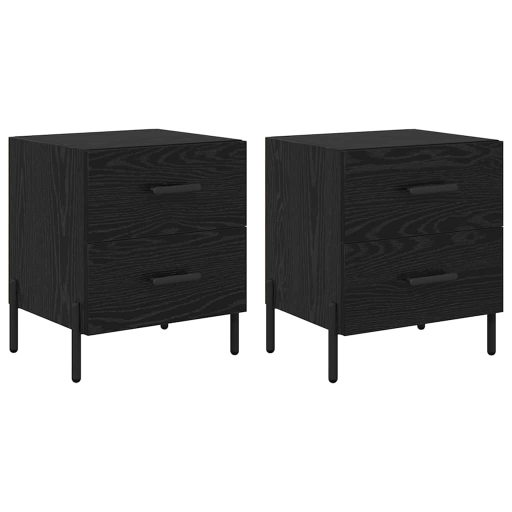 Armadio da Notte 2 pcs Rovere Nero 40 x 35 x 47,5 cm