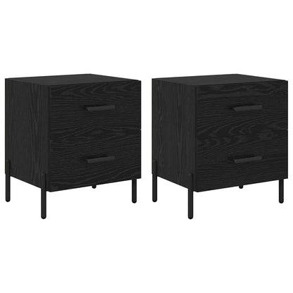 Armadio da Notte 2 pcs Rovere Nero 40 x 35 x 47,5 cm