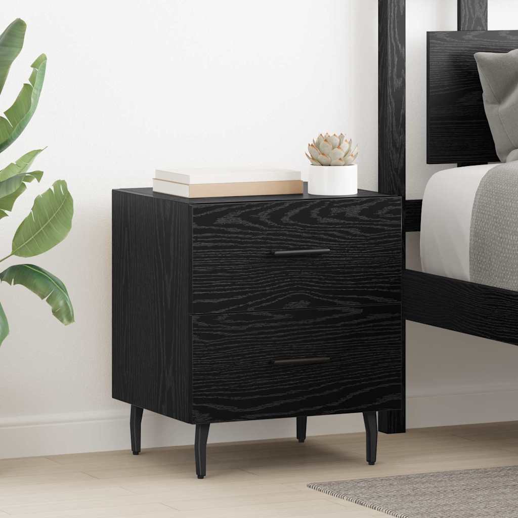 Armadio da Notte con cassetto Rovere Nero 40 x 35 x 47,5 cm