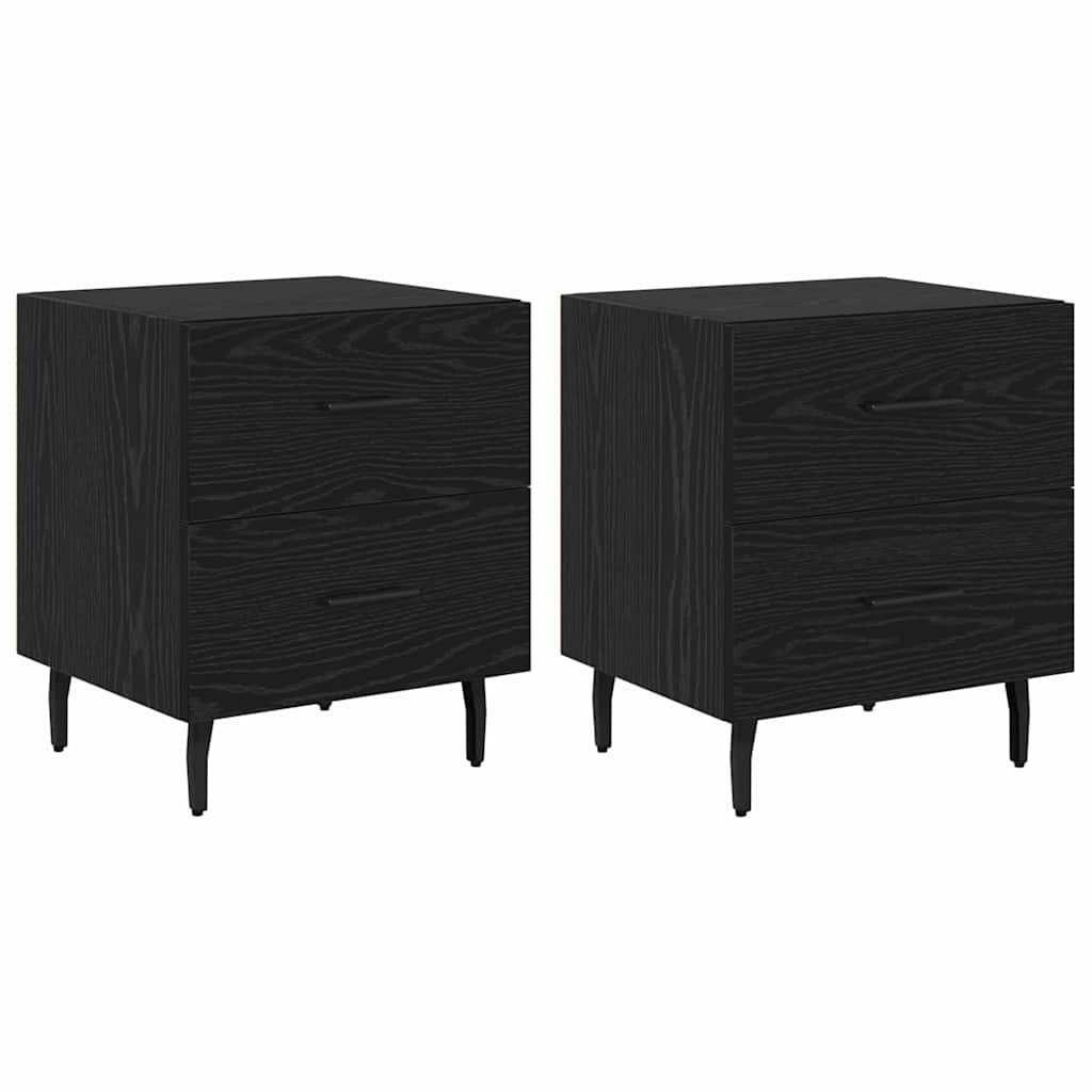Armadio da Notte 2 pcs Rovere Nero 40 x 35 x 47,5 cm