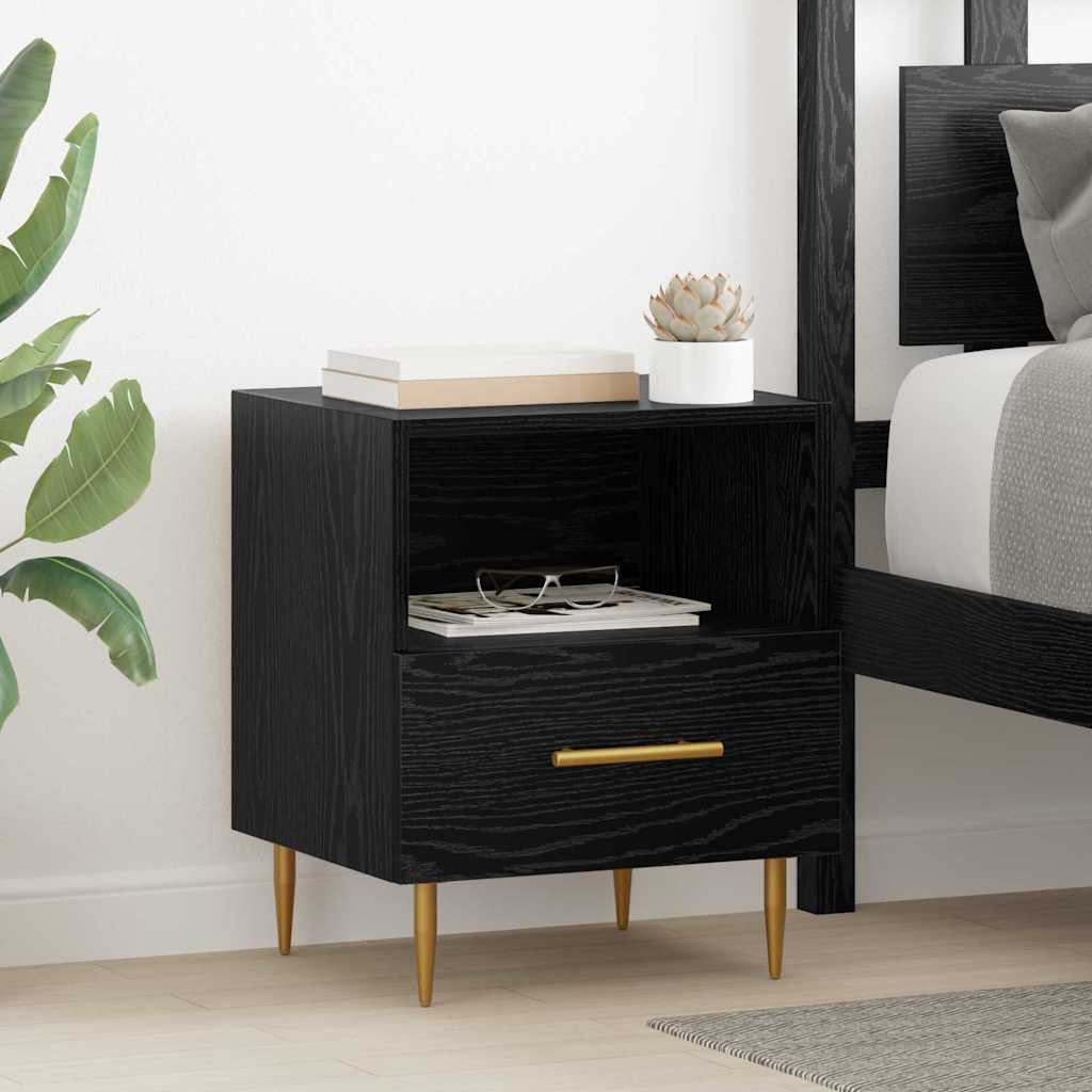 Comodino con cassetto Nero 40 x 35 x 47,5 cm Legno multistrato
