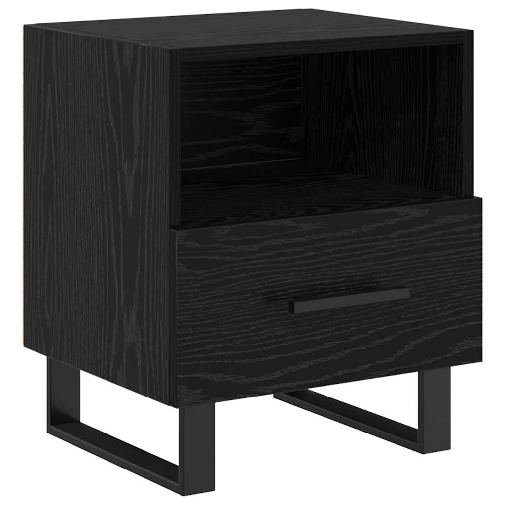 Armadio da Notte con cassetto Rovere Nero 40 x 35 x 47,5 cm