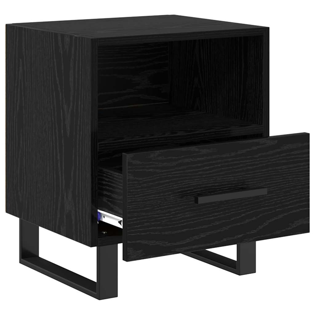 Armadio da Notte con cassetto Rovere Nero 40 x 35 x 47,5 cm