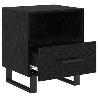 Armadio da Notte con cassetto Rovere Nero 40 x 35 x 47,5 cm