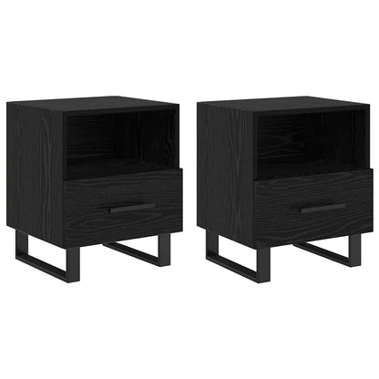 Armadio da Notte 2 pcs Rovere Nero 40 x 35 x 47,5 cm