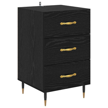 Armadio da Notte Rovere Nero 40 x 40 x 66 cm Legno multistrato