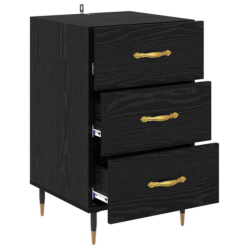 Armadio da Notte Rovere Nero 40 x 40 x 66 cm Legno multistrato