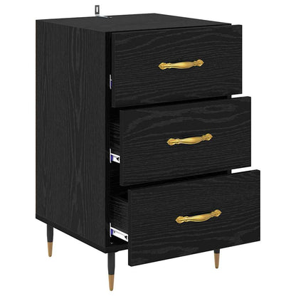 Armadio da Notte Rovere Nero 40 x 40 x 66 cm Legno multistrato