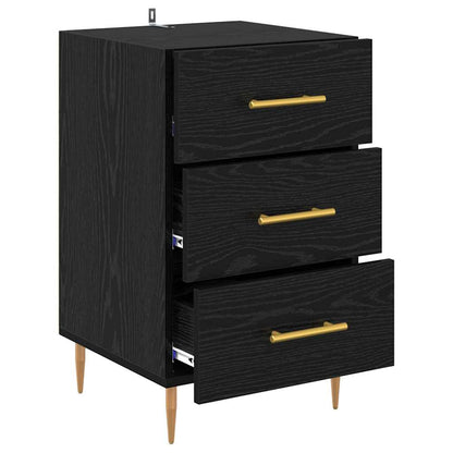 Armadio da Notte Rovere Nero 40 x 40 x 66 cm Legno multistrato