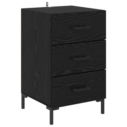 Armadio da Notte Rovere Nero 40 x 40 x 66 cm Legno multistrato