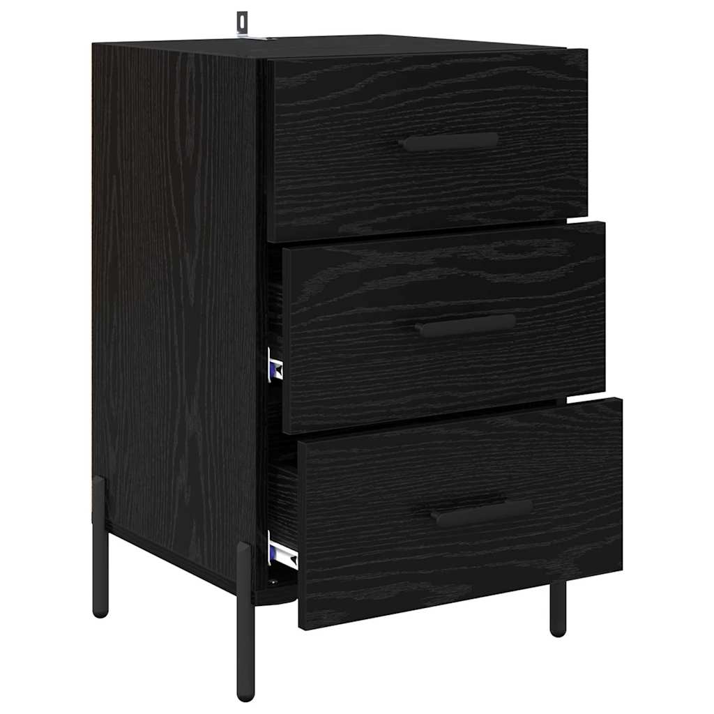Armadio da Notte Rovere Nero 40 x 40 x 66 cm Legno multistrato