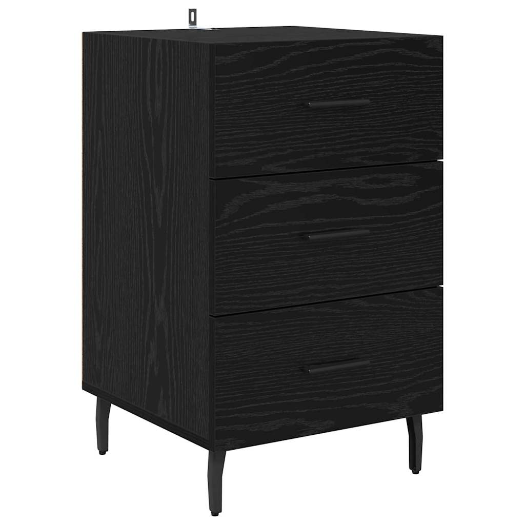 Armadio da Notte Rovere Nero 40 x 40 x 66 cm Legno multistrato