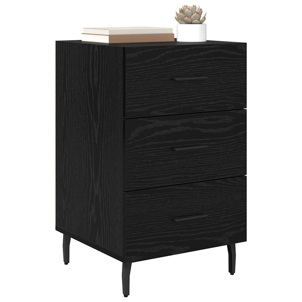Armadio da Notte Rovere Nero 40 x 40 x 66 cm Legno multistrato