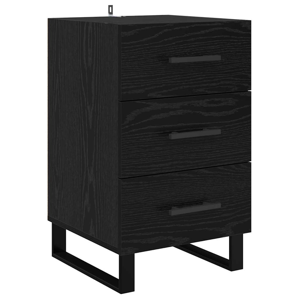 Armadio da Notte Rovere Nero 40 x 40 x 66 cm Legno multistrato