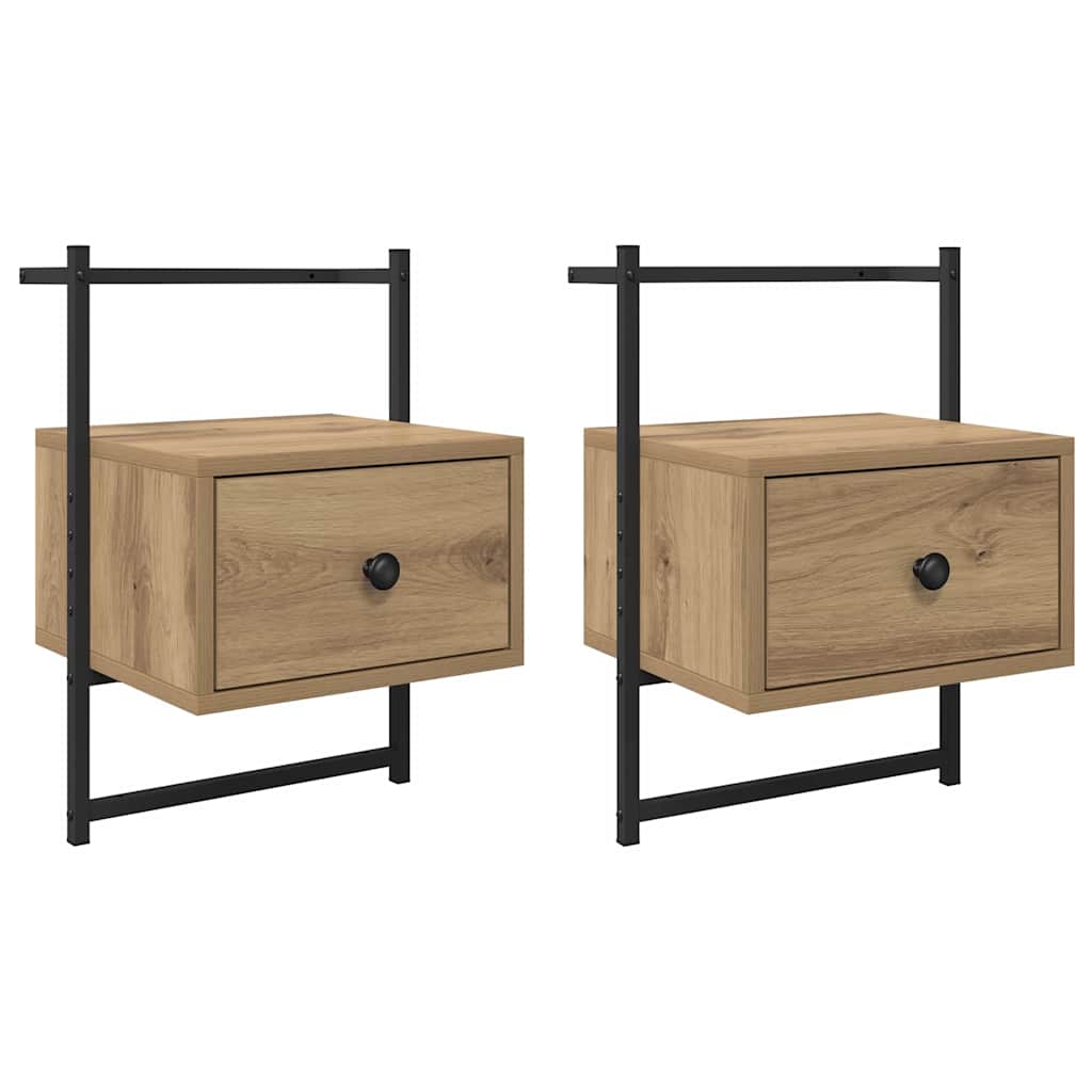 Armadio da Notte 2 pcs Rovere artigianale 35 x 30 x 51 cm
