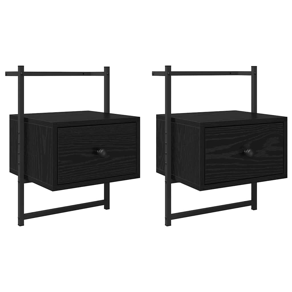 Armadio da Notte con cassetto 2 pcs Rovere Nero 35 x 30 x 51 cm