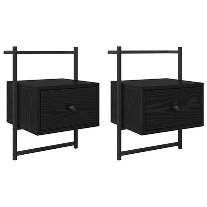Armadio da Notte con cassetto 2 pcs Rovere Nero 35 x 30 x 51 cm