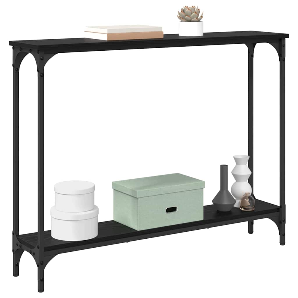 Tavolo consolle con lo scaffale Rovere Nero 100 x 22,5 x 75 cm