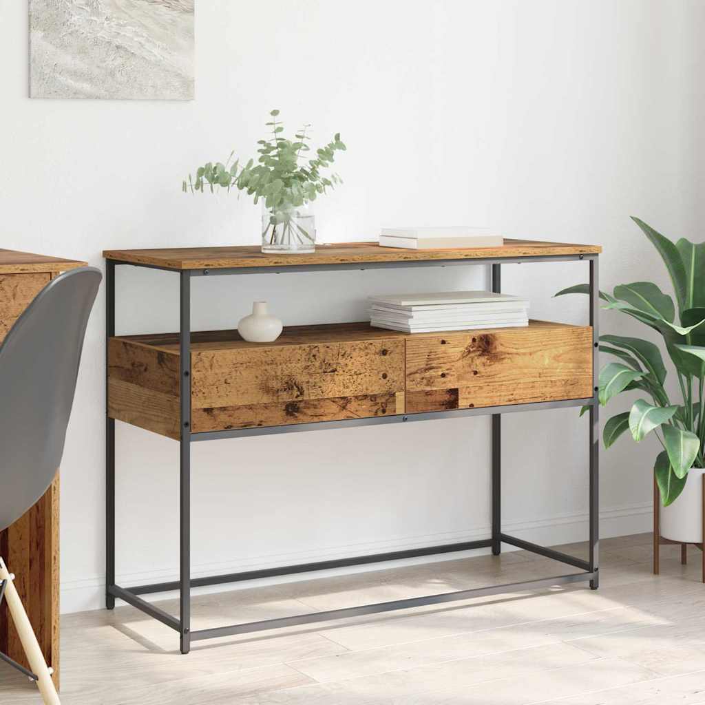 Tavolo consolle con cassetto Legno vecchio 100 x 40 x 75 cm
