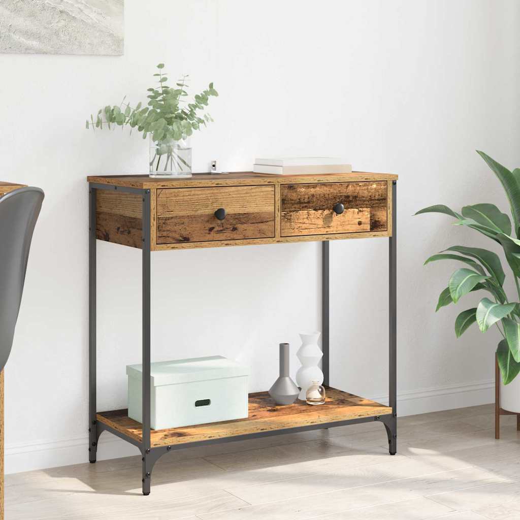 Tavolo consolle con cassetto Legno vecchio 75 x 34.5 x 75 cm