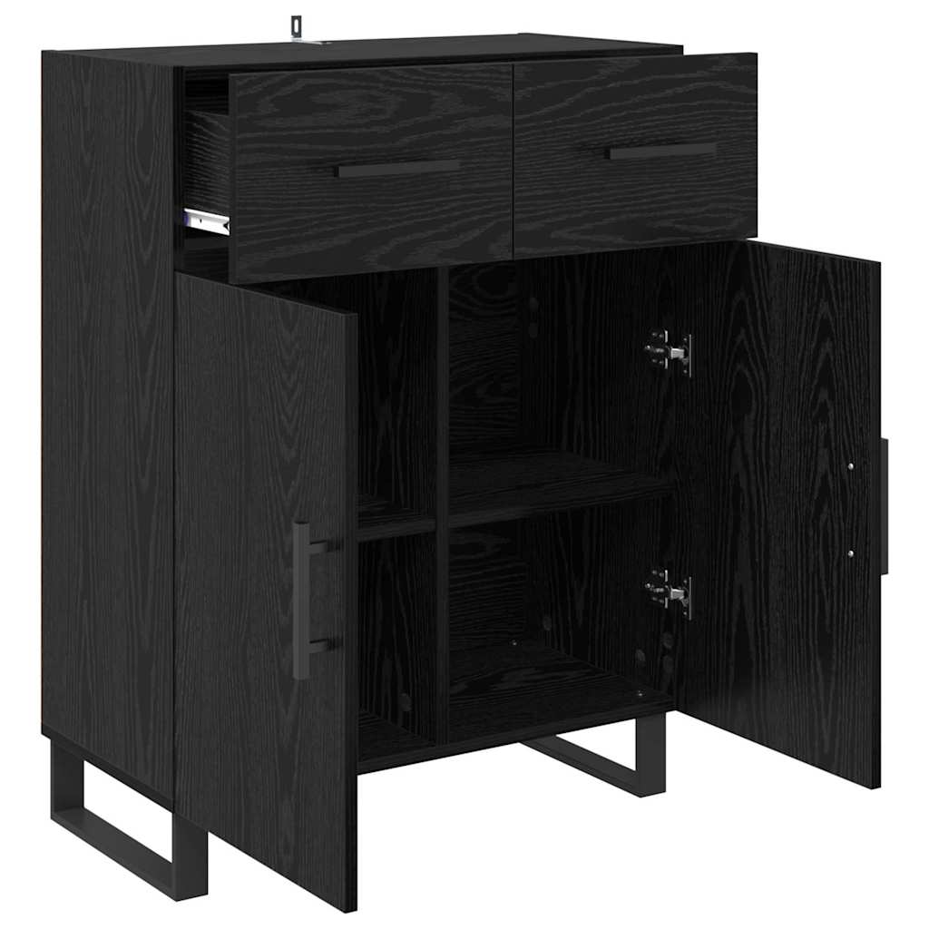 Credenza Rovere Nero 69,5 x 34 x 90 cm Legno multistrato