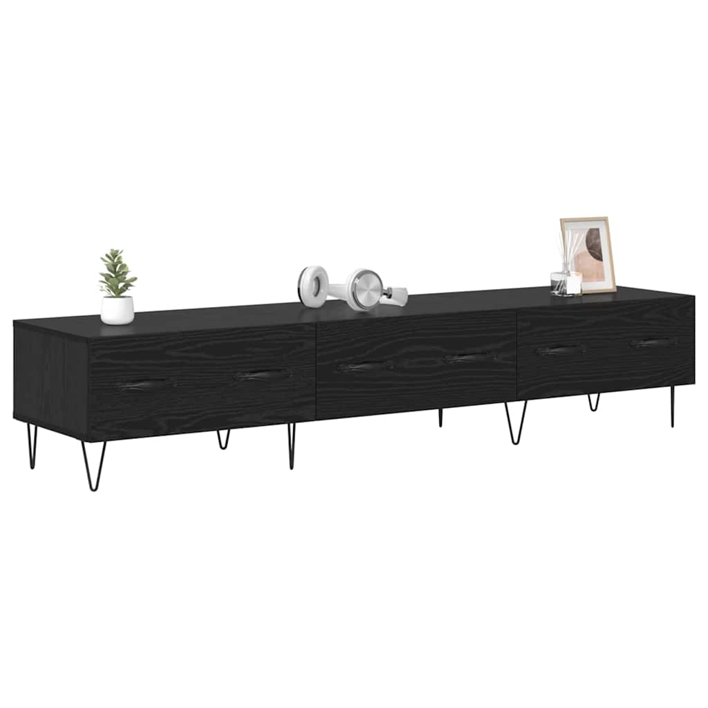 Mobile TV Rovere nero 150 x 36 x 30 cm Legno multistrato
