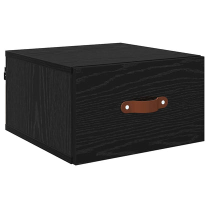 Mobiletto da comodino a parete Rovere Nero 35 x 35 x 20 cm