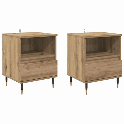 Armadio da Notte 2 pcs rovere artigianale 40 x 35 x 50 cm