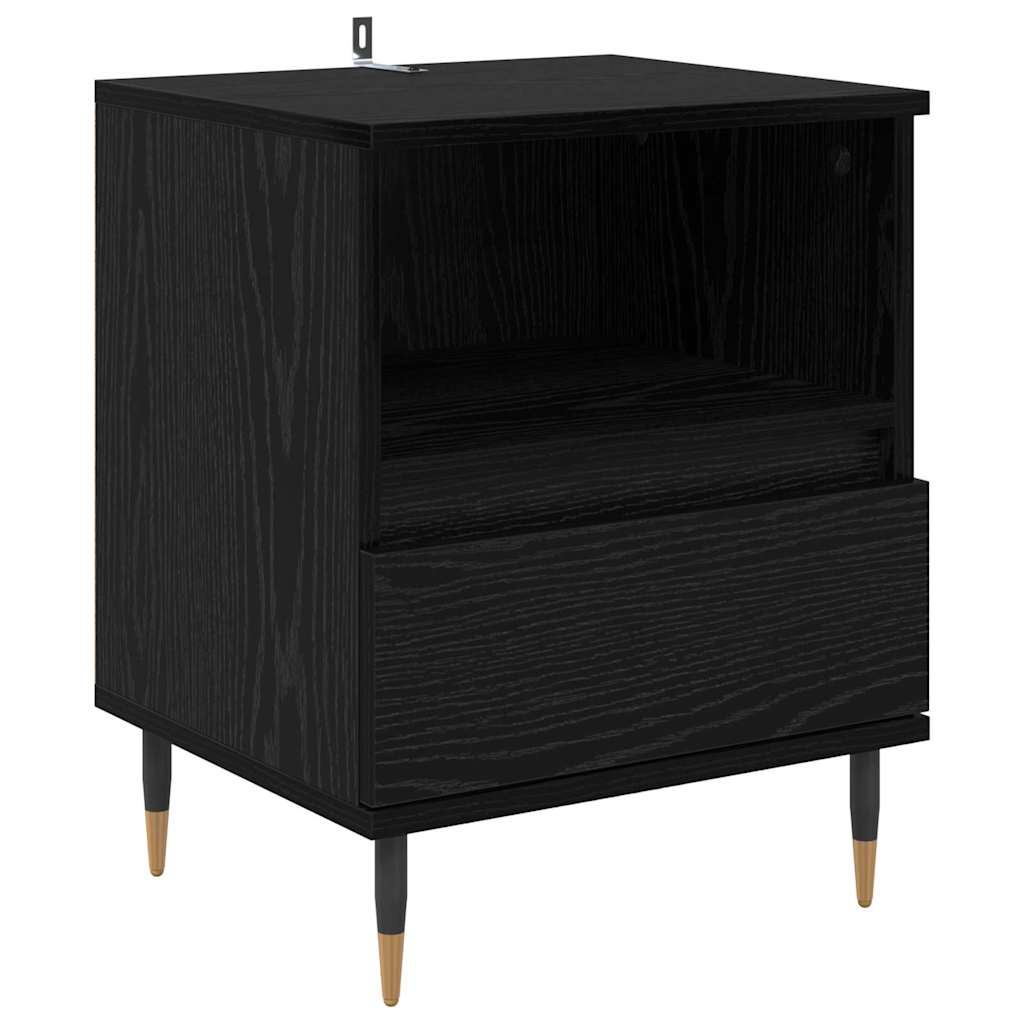 Armadio da Notte Rovere Nero 40 x 35 x 50 cm Legno multistrato