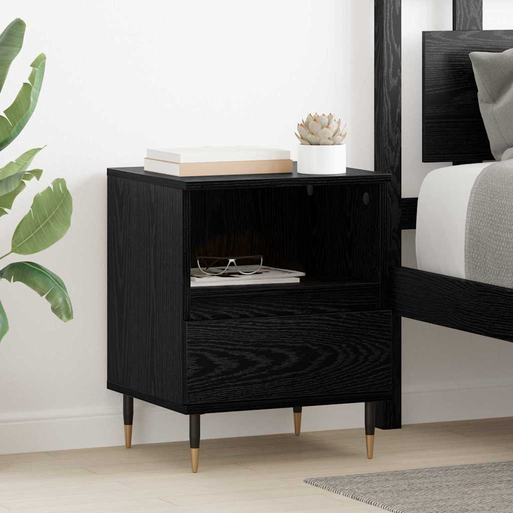 Armadio da Notte con cassetto 2 pcs Rovere Nero 40 x 35 x 50 cm